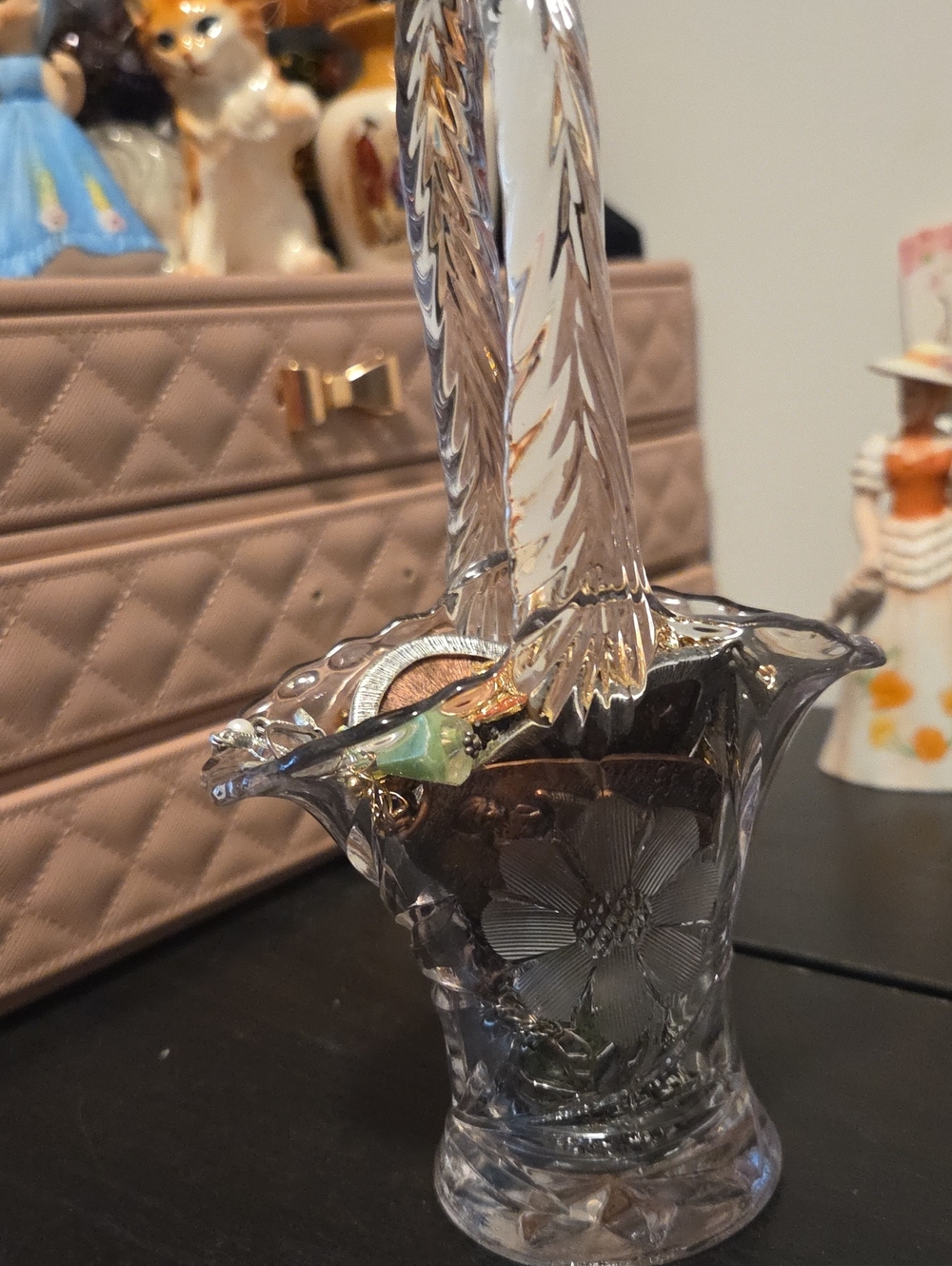 Crystal Basket filled with jewelry